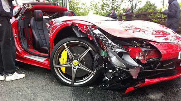 car crash ferrari 458 italia loses roof in the uk glo