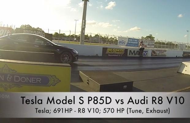 Tesla Model S P85D vs. Audi R8 V10