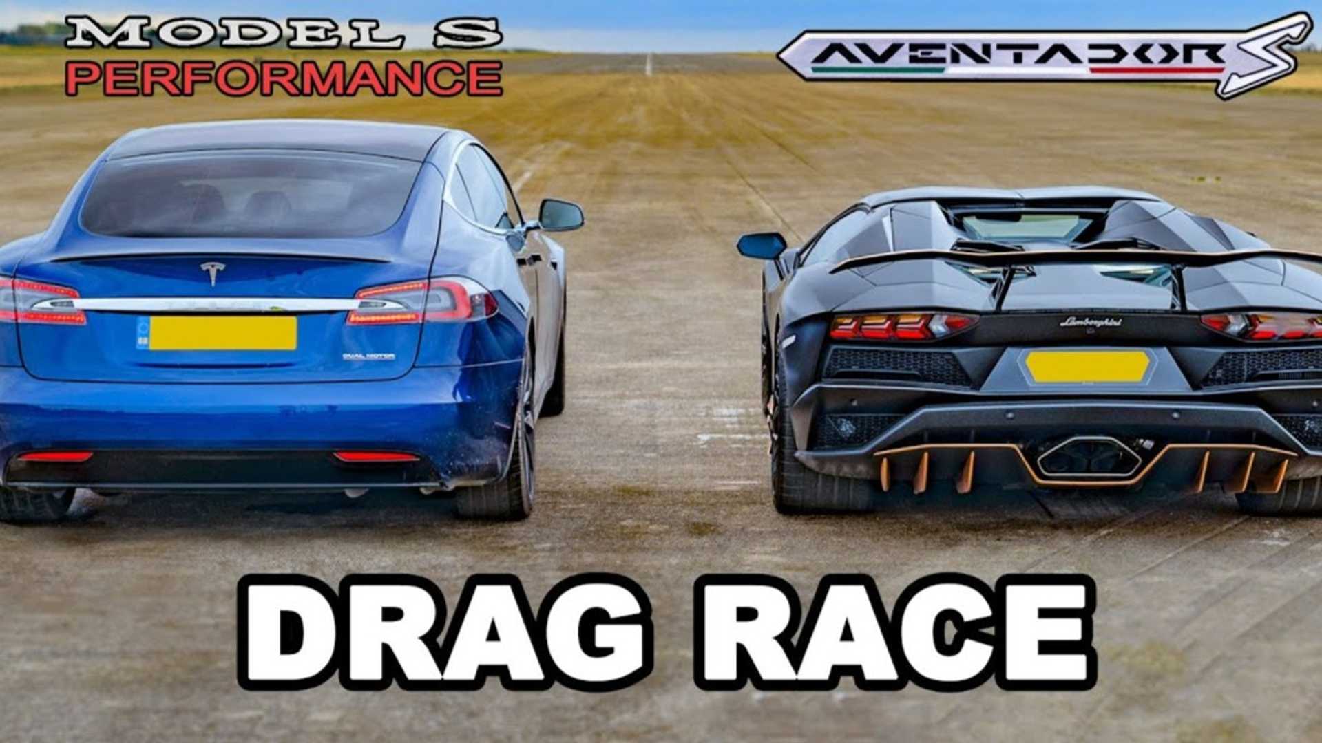 Lamborghini Aventador S Roadster vs. nowa Tesla Model S Performance