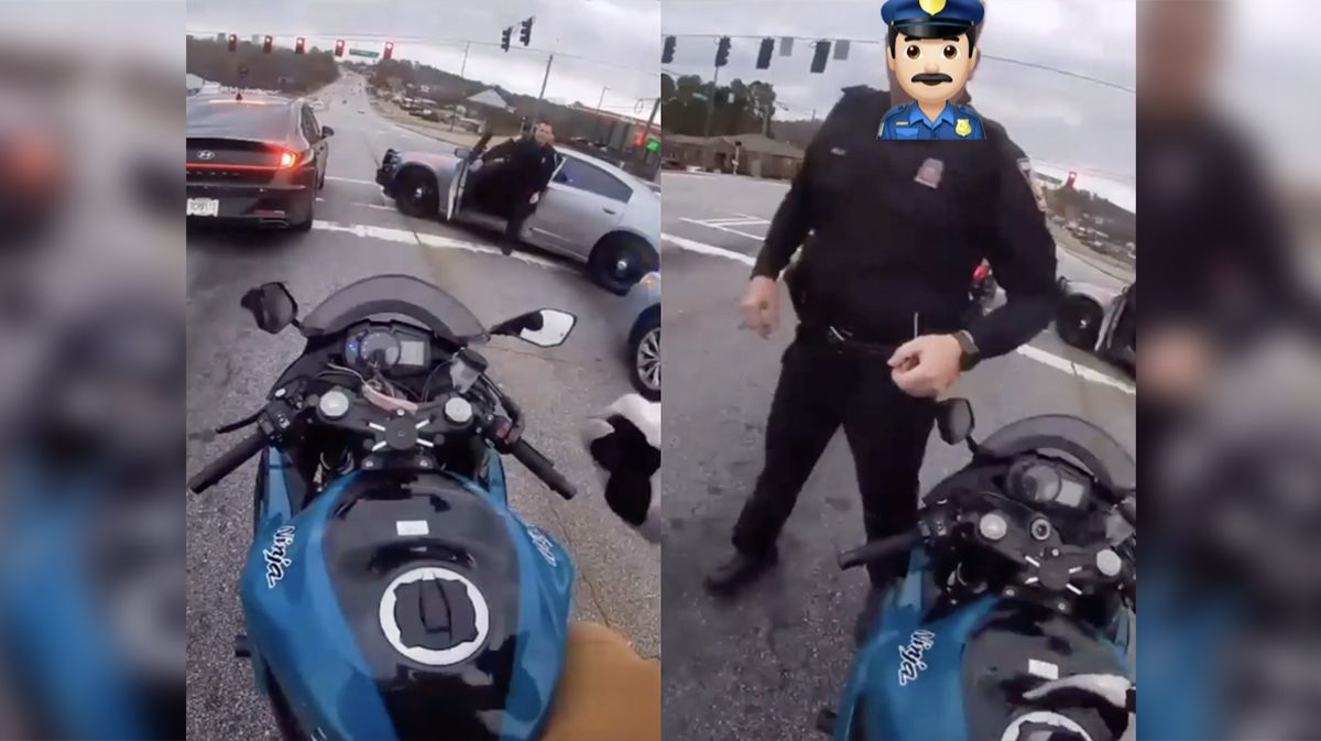 policjant i motocyklista