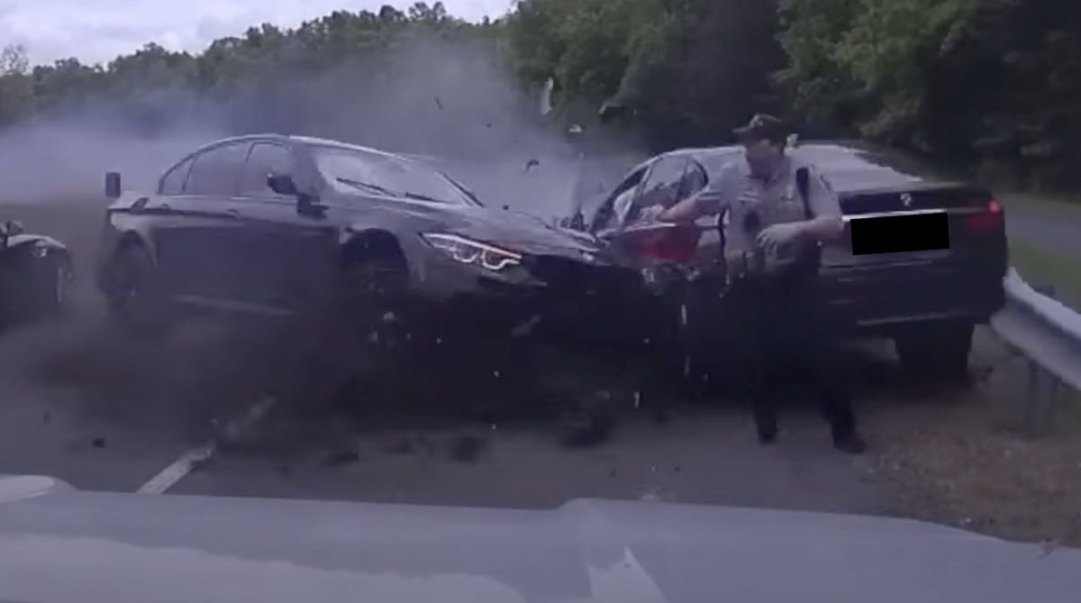 BMW 7 M3 wypadek policjant