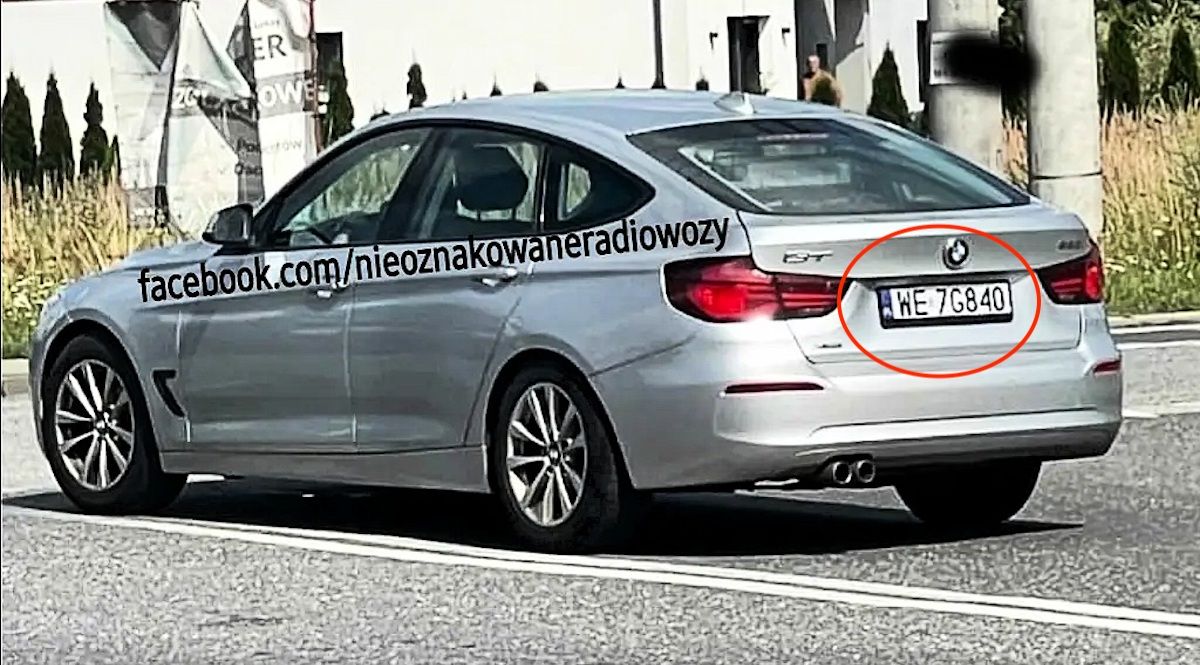 BMW Serii 3 GT policja nieoznakowany radiowóz