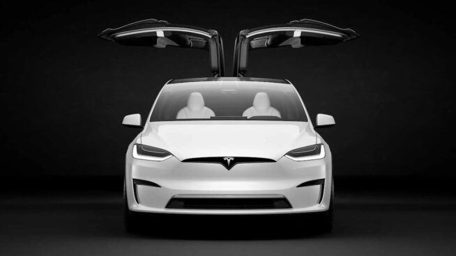 Tesla Model X (model 2023) - biały, otwierane drzwi
