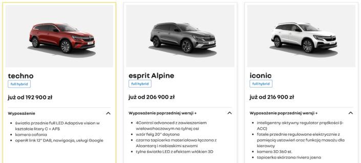 Renault Espace polski cennik 2023