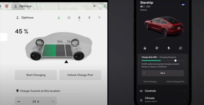 Tesla Model 3 ekran ładowania